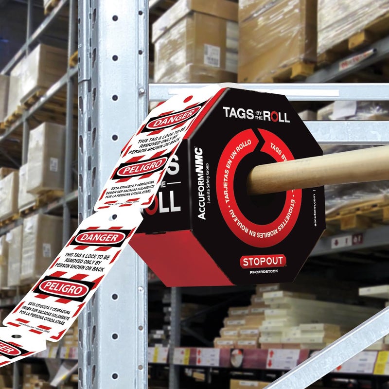 AccuformNMC 100 Lockout Tags by-The-Roll, Bilingual Danger This Tag & Lock to Be Removed Only by Person Shown On Back, US Made OSHA Compliant, Waterproof PF-Cardstock, Resists Tears, 6.25"x3", TAR464 - Image 4